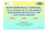 DEEP BOREHOLE DISPOSAL - Välkommen till MKG ... · PDF filegrout and allow it to set . ... Insert bentonite clay (Optional seal) Insert another batch of canisters, pour the grout