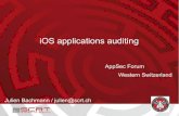 iOS applications auditing - · PDF fileiOS applications auditing Julien Bachmann / julien@scrt.ch AppSec Forum Western Switzerland ... › No need to present the Top10. info gathering