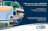 CSIR annual report 2009/2010 A solid overall performancepmg-assets.s3-website-eu-west-1.amazonaws.com/docs/... · CSIR annual report 2009/2010 A solid overall performance ... a good