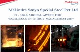Mahindra Sanyo Special Steel Pvt Ltdgreenbusinesscentre.com/energyaward2017presentations/Metal/3... · Mahindra Sanyo EAF –451 KWH/MT Source ...