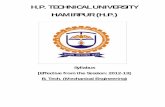 H.P. TECHNICAL UNIVERSITY HAMIRPUR (H.P.) · PDF fileME-221 Metrology and Interchangeability 3 1 0 4 100 50 -- -- 150 ME-222 Manufacturing Technology-I 3 1 0 4 100 50 -- -- 150 ME-223
