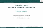 Nonlinear Control Lecture 9: Feedback Linearizationele.aut.ac.ir/~abdollahi/Lec_8_N11.pdf · I a motor for providing input torque I an encoder for measuring joint position I a tachometer