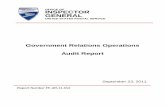 Government Relations Operations Audit Report - … Office of Government Relations and Public Policy (Government Relations) operations at U.S. Postal Service Headquarters and district