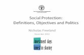Social Protection: Definitions, Objectives and Politics Protection: Definitions, Objectives and Politics Nicholas Freeland December 2012 Contents •Background •Conceptual framework