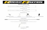 40933 Parts List - Kargo Master Step 1 For NV200/Chevy City Express/2014 Transit Connect Mount rail to roof using M8x25 Bolts (p) with flat washer (b) and lock washers(c) (on 2014
