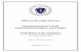 Office of the Child Advocate Management Review of … of the Child Advocate Management Review of the Department of Children and Families Final Report to the Legislature Section 219
