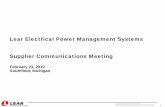 Lear Electrical Power Management Systems Supplier ... Electrical Power Management Systems Supplier Communications Meeting 2 Supplier Communications Meeting – February 23, 2010 ¾Company