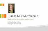 Human Milk Microbiome -  · PDF fileHuman Milk Microbiome Mother Nature’s Prototypical Probiotic Food? ... – Dairy fat, ... • ~40 mother/infant dyads in 11 locations