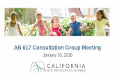 AB 617 Consultation Group Meeting - ww2.arb.ca.gov · PDF file30/01/2018 · example MATES, CARE, IVAN) ` • Health Risk Assessments • Air Quality Complaints • Notices of Violation