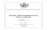 PURE MATHEMATICS SYLLABUS - Success Africa · PDF file · 2017-08-03algebra and geometry at Form 1 and 2 level ... The Pure Mathematics syllabus is presented as singled- ... Simultaneous