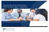 Diversity and inclusion… We’re stronger together. Diversity...• Ensuring that our workforce and national sales force understand the business case for diversity and the value