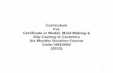 Curriculum For Certificate in Model, Mold Making & Slip ... · PDF fileCurriculum For Certificate in Model, ... List of Tools, Machinery & Equipment ... Explain all safety & health