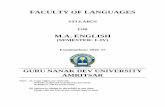 FACULTY OF LANGUAGES - Guru Nanak Dev Universitygndu.ac.in/syllabus/201617/LANGUAGES/MA ENGLISH FOR COLLEGE… · FACULTY OF LANGUAGES ... (i i) S ubject to change in the syllabi