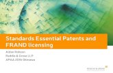 Standards Essential Patents and FRAND · PDF fileStandards Essential Patents and FRAND licensing Aidan ... licensing their patents on ... • Infringement proceedings in German national
