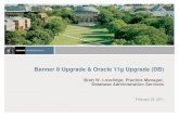 Banner 8 Upgrade & Oracle 11g Upgrade (DB) 25, 2011 Banner 8 Upgrade & Oracle 11g Upgrade (DB) Brett W. Lovelidge, Practice Manager, Database Administration Services
