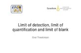 Limit of detection, limit of quantification and limit of blank of detection, limit of quantification and limit of blank Elvar Theodorsson Eurachem A FOCUS FOR ANALYTICAL CHEMISTRY