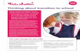 Thinking about transition to school - KidsMatter · PDF fileThinking about transition to school Starting School. ... teachers and parents. In the months before school Get to know your