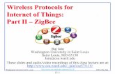 Wireless Protocols for Internet of Things Part II: ZigBeejain/cse574-14/ftp/j_13zgb.pdf · ZigBee RF4CE and ZigBee Smart Energy V2 Note: ... Mesh Routing: End-nodes help ... WiFi.