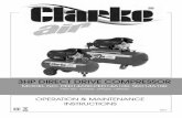 3HP DIRECT DRIVE COMPRESSOR - Clarke Service · PDF file2 INTRODUCTION Thank you for purchasing this CLARKE 3HP Direct Drive Compressor. Before attempting to use this product, please