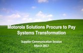 Systems Transformation Motorola Solutions Procure to · PDF fileOracle Collaborative Planning will replace Trading Partner Collaboration (TPC) for demand sharing and supplier commitments