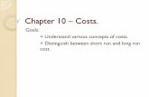 Chapter 10 – Costs. - University of Victoriaweb.uvic.ca/~danvo/econ203/Slides/Chapter10.pdf · Chapter 10 –Costs. Goals: + Understand various concepts of costs. + Distinguish