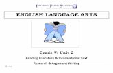 ENGLISH LANGUAGE ARTS - Paterson School District arts/Curriculum...Reading Literature & Informational Text ... Seventh grade English consists of reading, writing, speaking, ... grade