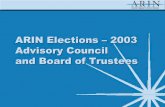 ARIN Elections – 2003 Advisory Council and Board of Trustees · PDF fileNetwork Engineer, Internap Network Operations Center ... .org/~ser