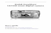 Kodak EasyShare CX7430 zoom digital   EasyShare CX7430 zoom digital camera User’s guide ... 7 Troubleshooting .....40 Camera problems