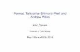 Fermat, Taniyama–Shimura–Weil and Andrew Wiles · PDF fileThe Norwegian Academy of Science and Letters has decided to award the Abel Prize for 2016 to Sir Andrew J. Wiles, University