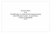 Curriculum For Certificate in Industrial Engineering ... · PDF fileCertificate in Industrial Engineering (Certificate Level - 6 months) ... Name of the Course 2 Assessment 39 ...