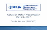 ABC’s of Water Presentation Basin Desalter Authority (CDA) Existing Operation CDA purifies brackish water extracted from the lower Chino Basin with the Chino I and II Desalter facilities