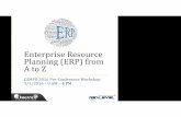 Enterprise Resource Planning (ERP) from A to Z Defined ERP ‐Enterprise Resource Planning Integrated pre‐defined application that facilitates the flow of information to multiple