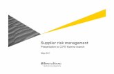 1025154 Supplier risk management CIPS Presentation … Event uploads... · Frame supplier risk management within the ... Increasing speed at which some suppliers went into administration