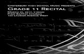 Canterbury High School Music presents Grade 11 … High School Music presents Grade 11 Recital March 29, 2017, ... Adios Nonino Astor Piazolla ... Noah Poirier-Feraud — Cello Harvest