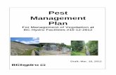 Pest Management Plan - BC Hydro · PDF file2.4, Injury Thresholds ... This Pest Management Plan allows BC Hydro to use pesticides within its ... including grass, brush, trees,