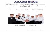Diploma of Hospitality Management SIT50416 - · PDF file- 1 - Student Handout - Manage Operational Plan 5apr16 Diploma of Hospitality Management SIT50416 Manage Operational Plan -