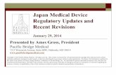 Japan Medical Device Regulatory Updates and Recent · PDF fileDevice reimbursement ... Device Classification in Japan o The Japanese Medical Device Nomenclature ... Japan Medical Device