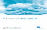 Postnatal care funding - RCM Points... · 8 9 Postnatal care funding For each woman an individualised and documented postnatal care plan should be developed. This should address relevant
