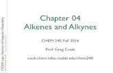Chapter 04 Alkenes and Alkynes - The Cook Groupcook.chem.ndsu.nodak.edu/.../uploads/2016/09/240-16-Chapter04.pdfChapter 04 Alkenes and Alkynes CHEM 240: ... 10 hex-1-ene (1-hexene)