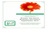 Master Gardener Member Directory September 2017 · PDF fileMaster Gardeners in your county and in the surrounding ... Ruth Stanley: ruth.stanley09@gmail.com County: ... Adams County