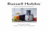 INSTRUCTIONS AND WARRANTY - Russell Hobbs not use the appliance on a gas or electric cooking top or over or near an open flame. 17. Use of an extension cord with this appliance is