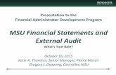 MSU Financial Statements and External Auditforesource.msu.edu/_files/pdf/2015-16/Financial.pdfMSU Financial Statements and External Audit What’s Your Role? October 16, 2015 Katie
