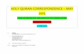 HOLY QURAN CORRESPONDENCE MAY 2015 - The … QURAN CORRESPONDENCE – MAY 2015 EMAILS FROM THE ARCHIVE OF DR UMAR AZAM MANCHESTER, UK JUNE 2015 from: QURAN DISTRIBUTION