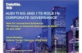 AUDITING AND ITS ROLE IN CORPORATE  · PDF fileAUDITING AND ITS ROLE IN CORPORATE GOVERNANCE ... §Approach, scope, ... §Selection of and changes in accounting