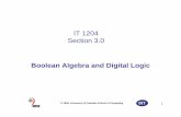 Boolean Algebra and Digital Logic - · PDF file · 2015-02-21Boolean Algebra and Digital Logic ... Truth Tables to Logic Equations X = ... A Boolean function can be realised in either