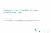 Absence in the Workplace Seminar 4th December 2012 in the Workplace Seminar 4th December 2012 ... • PIVD hypothesis is wrong for axial pain, ... Months/years of investigations and