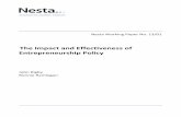 The Impact and Effectiveness of Entrepreneurship Policy · PDF filedevelopment. Entrepreneurship policies are ... The Impact and Effectiveness of Entrepreneurship Policy ... The Impact