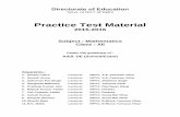 Practice Test Material - Delhi Directorate of Education of Education Govt. of NCT of Delhi Practice Test Material 2015-2016 Subject : Mathematics Class : XII Under the guidance of