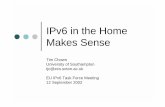 IPv6 in the Home Makes · PDF fileIPv6 in the Home Makes Sense Tim Chown University of Southampton ... Digitial TV, Tivo, TV conferencing systems Utility devices, e.g. electricity