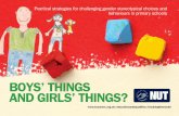 BOYS’ THINGS AND GIR LS’ THINGS? - National - · PDF fileBOYS’ THINGS AND GIR LS’ THINGS? ... with many aspects of these being judged as only appropriate to one sex ... Staff